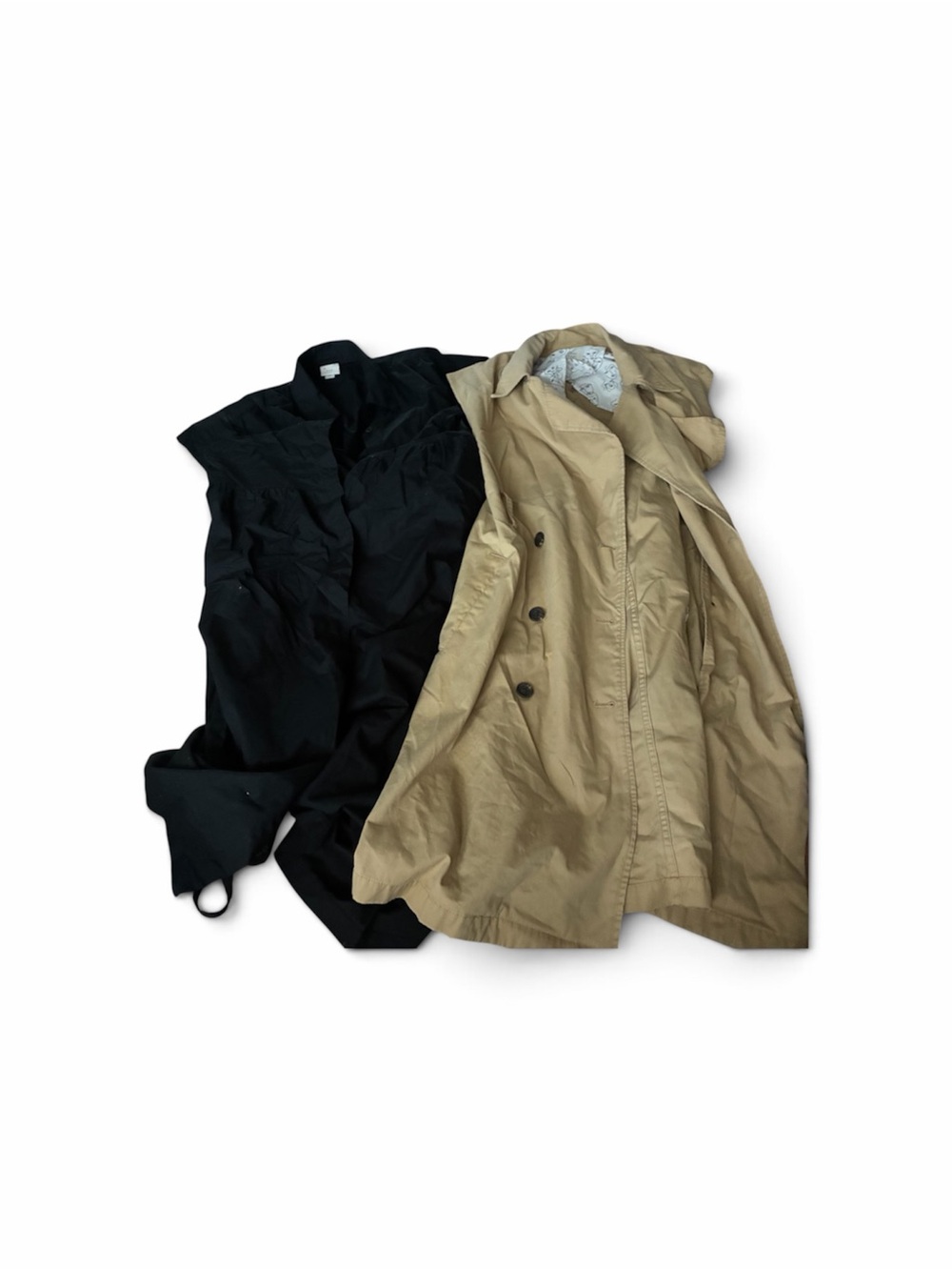 a new day Women's Trench Coat - Black & Tan Classic